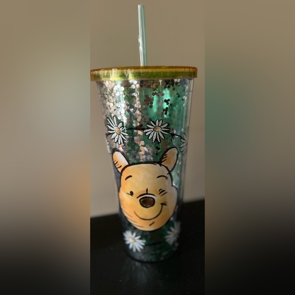 Disney Winnie The Pooh Daisy Glitter Acrylic Travel Cup, 32 Ounces - NEW!